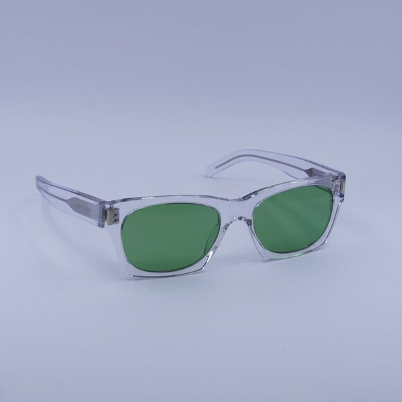 Saint Laurent SL402 008 Sunglasses Transparent Square Frame, Green Lenses - Picture 8 of 12